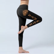 Buddha Stones Namaste Lotus Shape Gym Leggings Women's Yoga Pants - image 3
