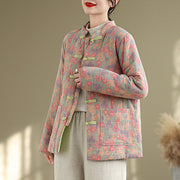 Buddha Stones Women's Winter Thicken Cotton Floral Pattern Long Sleeve Jacket With Jackets - image 3