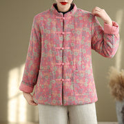 Buddha Stones Women's Winter Thicken Cotton Floral Pattern Long Sleeve Jacket With Jackets - image 10