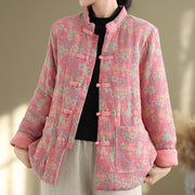 Buddha Stones Women's Winter Thicken Cotton Floral Pattern Long Sleeve Jacket With Jackets - image 9