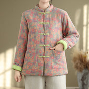 Buddha Stones Women's Winter Thicken Cotton Floral Pattern Long Sleeve Jacket With Jackets - DarkSeaGreen - US8-10，UK/AU12-14，EU40-42 (2XL) - image 0