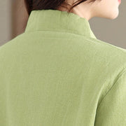 Buddha Stones Women's Plain Cotton-padded Buttons Design Long Sleeve Thermal Jacket With Pockets - image 22