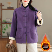 Buddha Stones Women's Plain Cotton-padded Buttons Design Long Sleeve Thermal Jacket With Pockets - DarkViolet - US14，UK/AU18，EU46 (2XL) - image 8