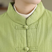 Buddha Stones Women's Plain Cotton-padded Buttons Design Long Sleeve Thermal Jacket With Pockets - image 21