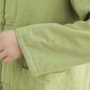 Buddha Stones Women's Plain Cotton-padded Buttons Design Long Sleeve Thermal Jacket With Pockets - image 24