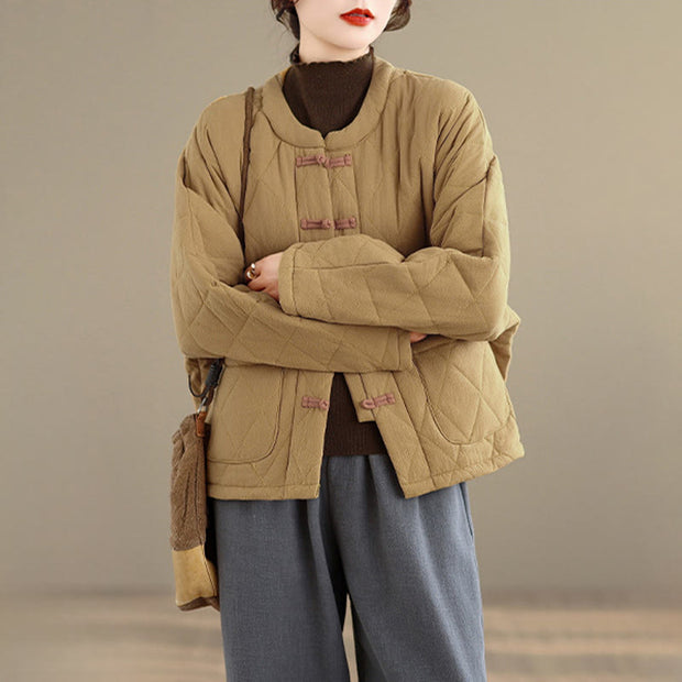 Buddha Stones Women's Plain Cotton-padded Tai Chi Zen Long Sleeve Jacket With Pockets - image 8