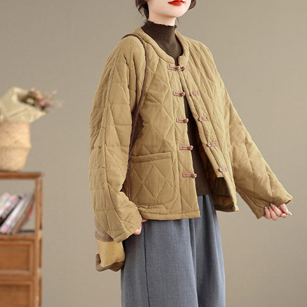 Buddha Stones Women's Plain Cotton-padded Tai Chi Zen Long Sleeve Jacket With Pockets - image 11