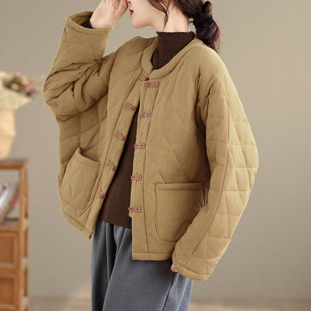 Buddha Stones Women's Plain Cotton-padded Tai Chi Zen Long Sleeve Jacket With Pockets - image 7