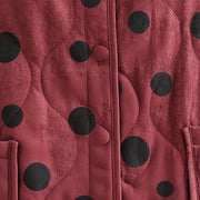 Buddha Stones Women's Reversible Design Dot Pattern Long Sleeve Thermal Cotton Jacket With Pockets - image 12