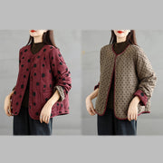 Buddha Stones Women's Reversible Design Dot Pattern Long Sleeve Thermal Cotton Jacket With Pockets - image 17