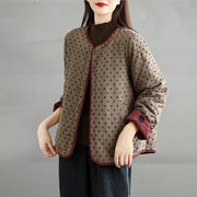 Buddha Stones Women's Reversible Design Dot Pattern Long Sleeve Thermal Cotton Jacket With Pockets - image 1