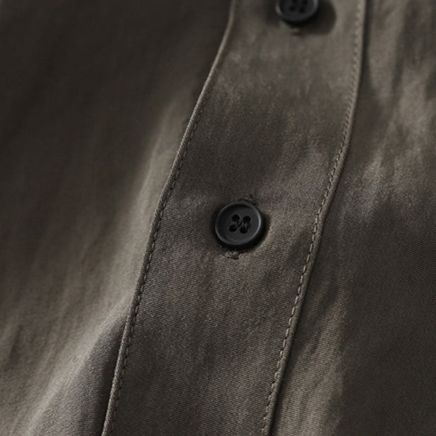 Buddha Stones Fall Stand Collar Chinese Frog-Button Simple Design Long Sleeve Women's Cotton Shirt - image 5