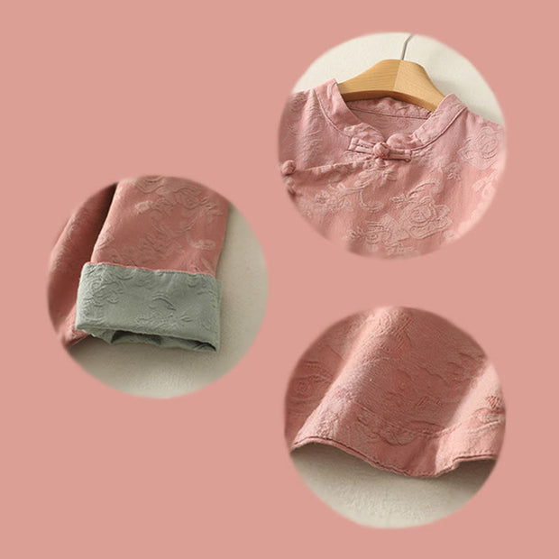 Buddha Stones Spring Plain Jacquard Design Women's Cotton Zen Long Sleeve Shirt - image 20