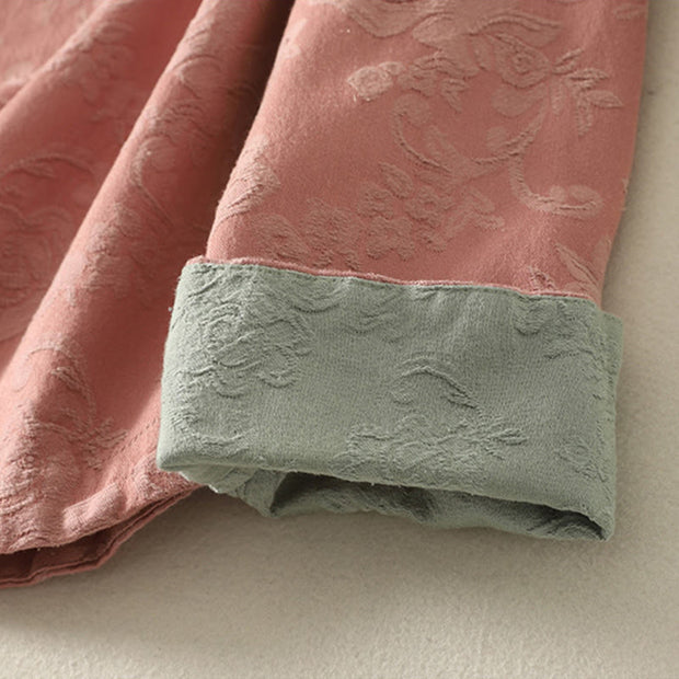 Buddha Stones Spring Plain Jacquard Design Women's Cotton Zen Long Sleeve Shirt - image 17