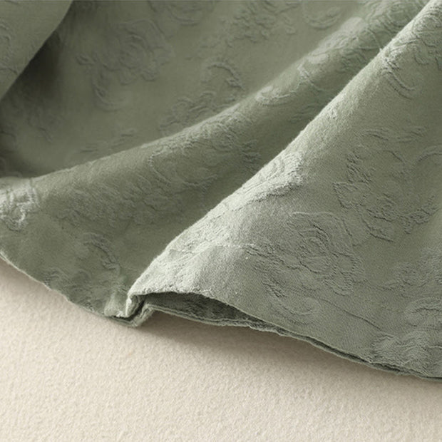 Buddha Stones Spring Plain Jacquard Design Women's Cotton Zen Long Sleeve Shirt - image 4