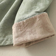 Buddha Stones Spring Plain Jacquard Design Women's Cotton Zen Long Sleeve Shirt - image 3