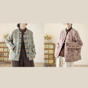 Buddha Stones Women's Long Sleeve Thermal Cotton Printed Florwer Pattern Jacket With Pockets - image 17