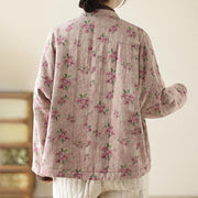 Buddha Stones Women's Long Sleeve Thermal Cotton Printed Florwer Pattern Jacket With Pockets - image 4