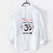 Buddha Stones "Namaste I Honor the You" Om Pattern Half Buttons Men's Cotton Linen Long Sleeve Shirt - image 2