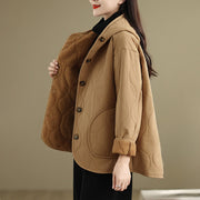 Buddha Stones Women's Plain Long Sleeve Hoodie Design Cotton hermal Fleece-Lined Jacket With Pockets - image 2