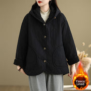 Buddha Stones Women's Plain Long Sleeve Hoodie Design Cotton hermal Fleece-Lined Jacket With Pockets - Black - US14，UK/AU18，EU46 (2XL) - image 12