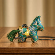 Buddha Stones Year of the Horse Song Brocade Silk Four-sided Treasure Hanging Decoration - image 3