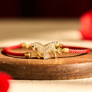 Buddha Stones 925 Sterling Silver Golden Year Of The Horse Red String Luck Adjustable Bracelet - image 1