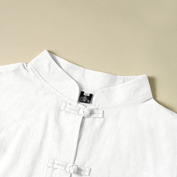 Buddha Stones Ethnic Frog-Button Long Sleeve Stand Collar Women's Cotton Shirt With Pockets - image 10