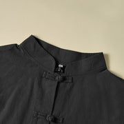 Buddha Stones Ethnic Frog-Button Long Sleeve Stand Collar Women's Cotton Shirt With Pockets - image 18