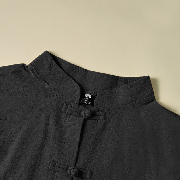 Buddha Stones Ethnic Frog-Button Long Sleeve Stand Collar Women's Cotton Shirt With Pockets - image 18