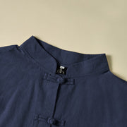 Buddha Stones Ethnic Frog-Button Long Sleeve Stand Collar Women's Cotton Shirt With Pockets - image 23