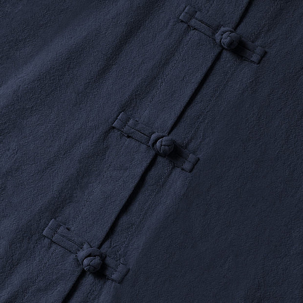 Buddha Stones Ethnic Frog-Button Long Sleeve Stand Collar Women's Cotton Shirt With Pockets - image 26