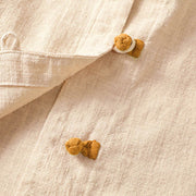 Buddha Stones Color Contrast Design Chinese Frog-Button Long Sleeve Women's Linen Shirt - image 16