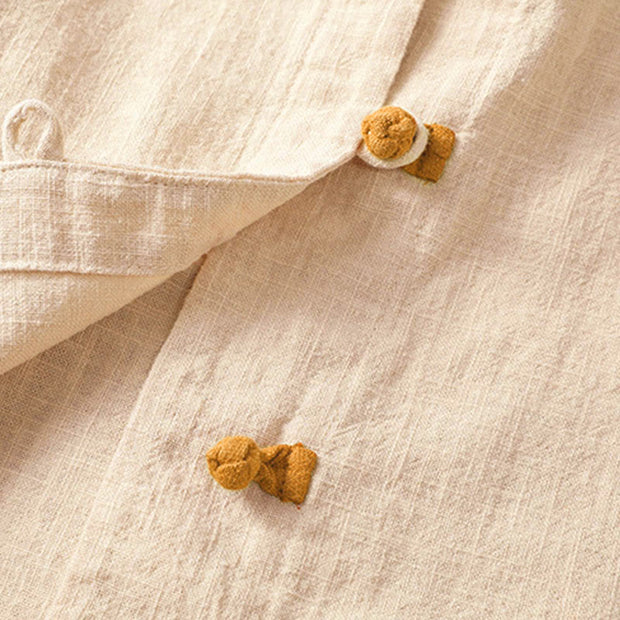 Buddha Stones Color Contrast Design Chinese Frog-Button Long Sleeve Women's Linen Shirt - image 16