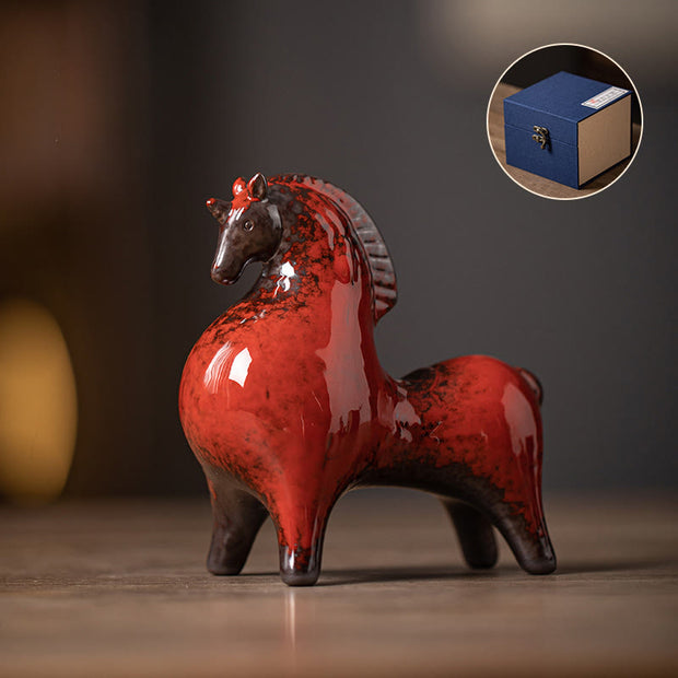 Buddha Stones Year Of The Horse Ceramics Freedom Desktop Home Decoration - Standing Horse Red 10.5*5.5*11cm - image 12