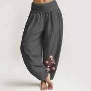 Buddha Stones Pure Cotton Lotus Koi Fish River Pattern Women's Elastic Waist Harem Pants - DimGray - US16，UK/AU20，EU48 (3XL) - image 8