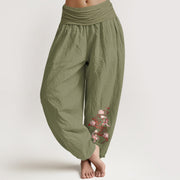 Buddha Stones Pure Cotton Lotus Koi Fish River Pattern Women's Elastic Waist Harem Pants - OliveDrab - US16，UK/AU20，EU48 (3XL) - image 14