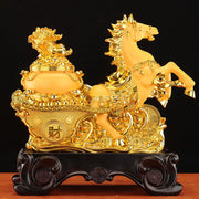 Buddha Stones  "Good Fortune" Year of the Horse Treasure Bowl Ingots Wealth Resin Home Decoration - image 4