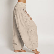 Buddha Stones Casual Chakra Symbol Pattern Pure Cotton Women's Elastic Waist Harem Pants - image 13