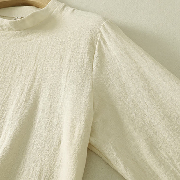 Buddha Stones Asymmetrical Front Frog-button Long Sleeve Women's Cotton Shirt - image 11