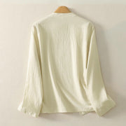 Buddha Stones Asymmetrical Front Frog-button Long Sleeve Women's Cotton Shirt - image 7