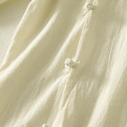 Buddha Stones Asymmetrical Front Frog-button Long Sleeve Women's Cotton Shirt - image 10