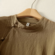 Buddha Stones Asymmetrical Front Frog-button Long Sleeve Women's Cotton Shirt - image 2