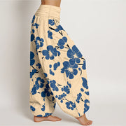 Buddha Stones Pure Cotton Blooming Floral Flowers Women's Elastic Waist Harem Pants - image 2