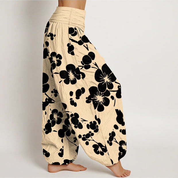 Buddha Stones Pure Cotton Blooming Floral Flowers Women's Elastic Waist Harem Pants - image 7