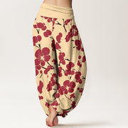 Buddha Stones Pure Cotton Blooming Floral Flowers Women's Elastic Waist Harem Pants - image 9