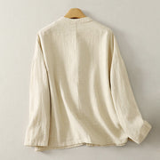 Buddha Stones Plain Chinese Frog-Button Long Sleeve Women's Cotton Linen Zen Clothing Shirt - image 7