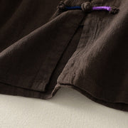 Buddha Stones Plain Chinese Frog-Button Long Sleeve Women's Cotton Linen Zen Clothing Shirt - image 5