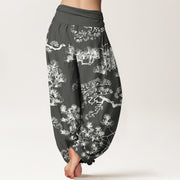 Buddha Stones Pure Cotton Pine Tree Branches Women's Elastic Waist Harem Pants - image 1