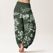 Buddha Stones Pure Cotton Pine Tree Branches Women's Elastic Waist Harem Pants - image 9